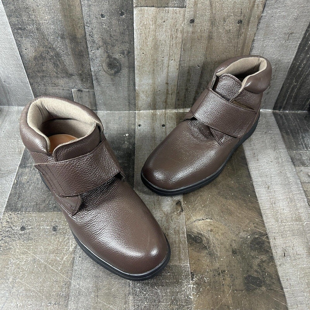 Drew Shoes Big Easy 44859 Men's Brown Leather Diabetic Boots Mens Sz 12W